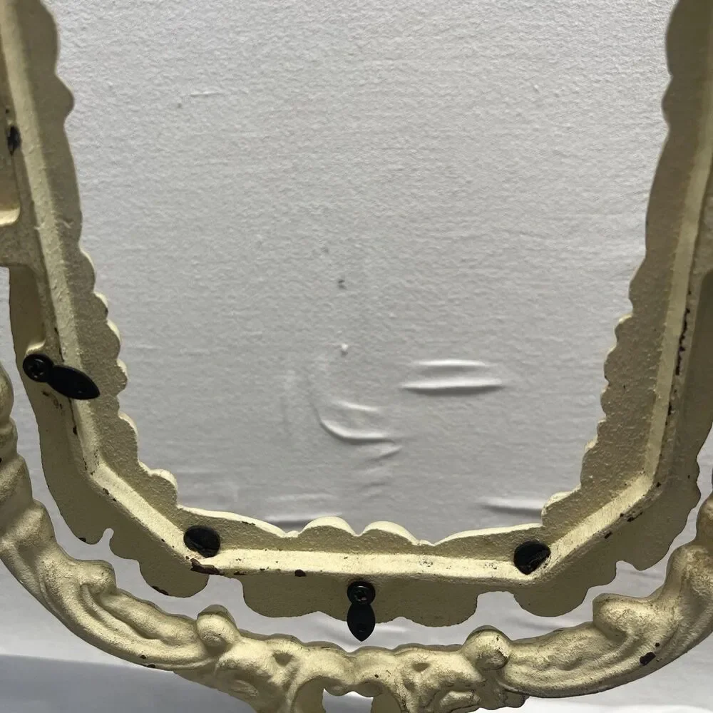 Vintage Cast Iron Mirror/Picture Frame Vanity Tabletop Pedestal Victorian Ornate